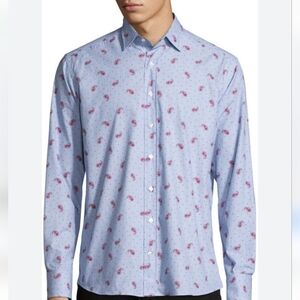 Men's Etro Slim Fit Blue & Red Paisley Print Shirt - Size L Excellent Condition